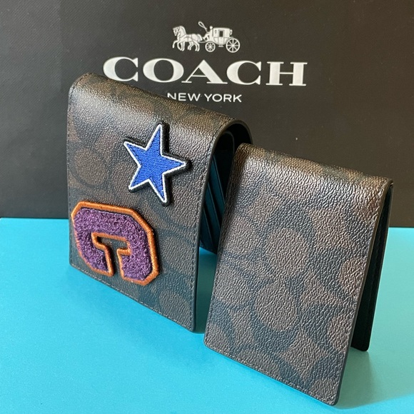 NWT Coach 3 In 1 Wallet With Signature Canvas With Souvenir Patches - Picture 6 of 7